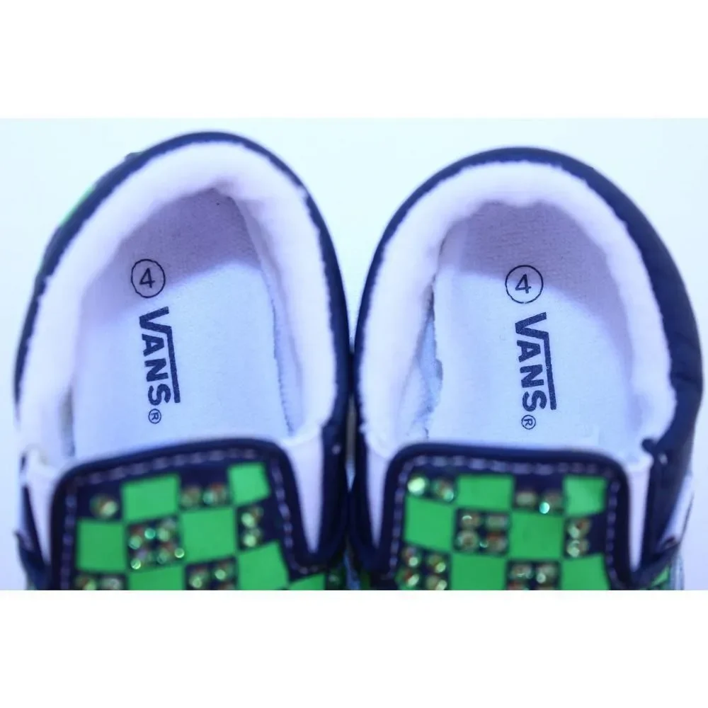 Vans Navy Green Crystal Rhinestone Sneakers Crib 4